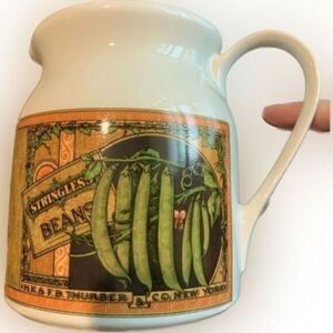 Vintage 1981 MANN Fine China - 1981 Stringless Beans Canning Art Pitcher 6”